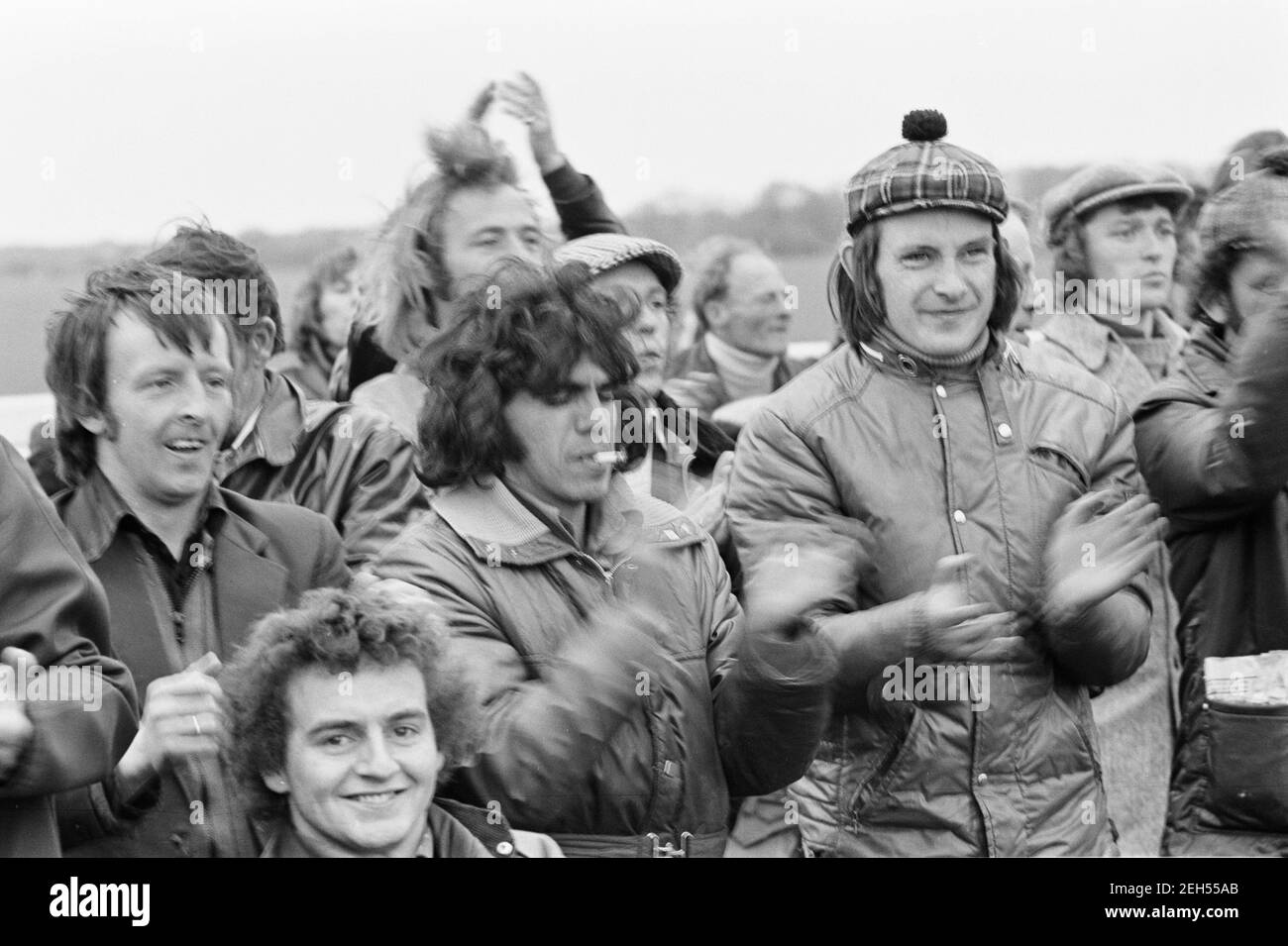 Stable lads disrupt the famous Newmarket Race course, 1975, pickets