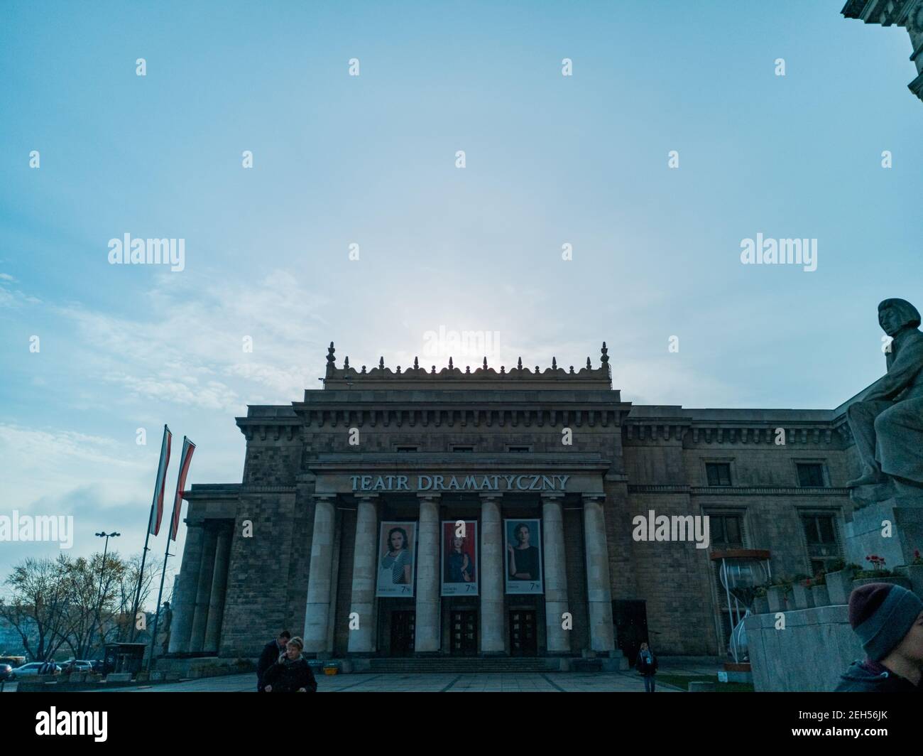 Warsaw November 10 2019 Dramatic theater as part of Palace of Culture and Science in the morning Stock Photo