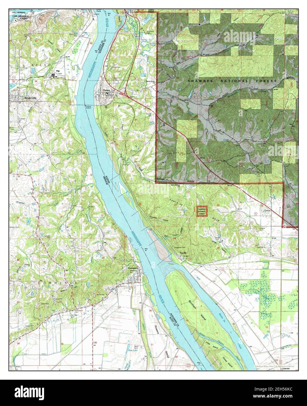 Thebes, Illinois, map 1996, 124000, United States of America by
