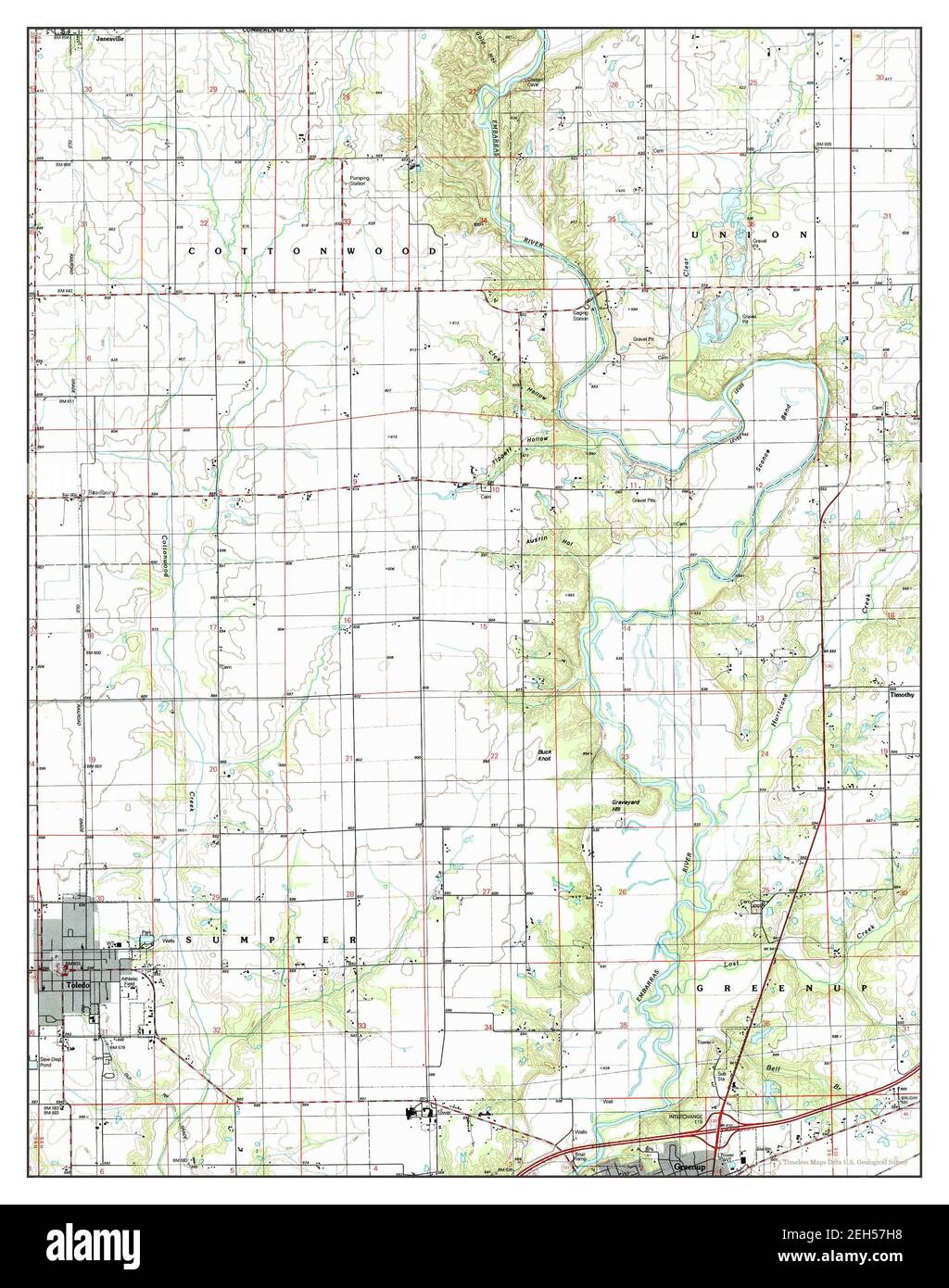 Toledo, Illinois, map 1998, 124000, United States of America by