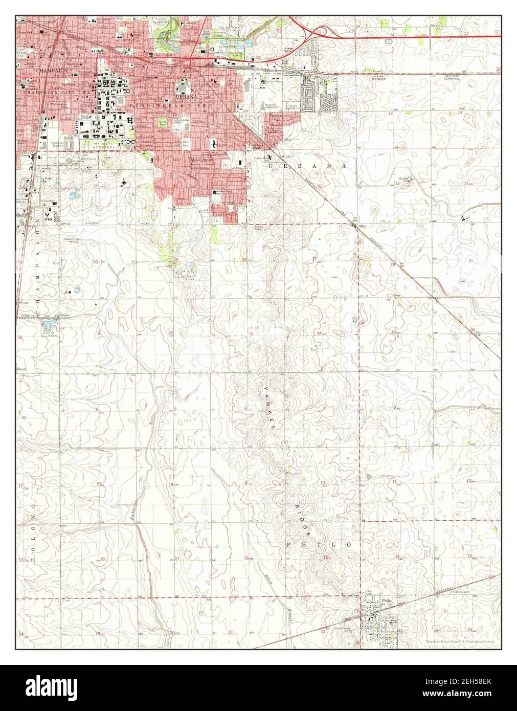 Urbana, Illinois, map 1970, 124000, United States of America by