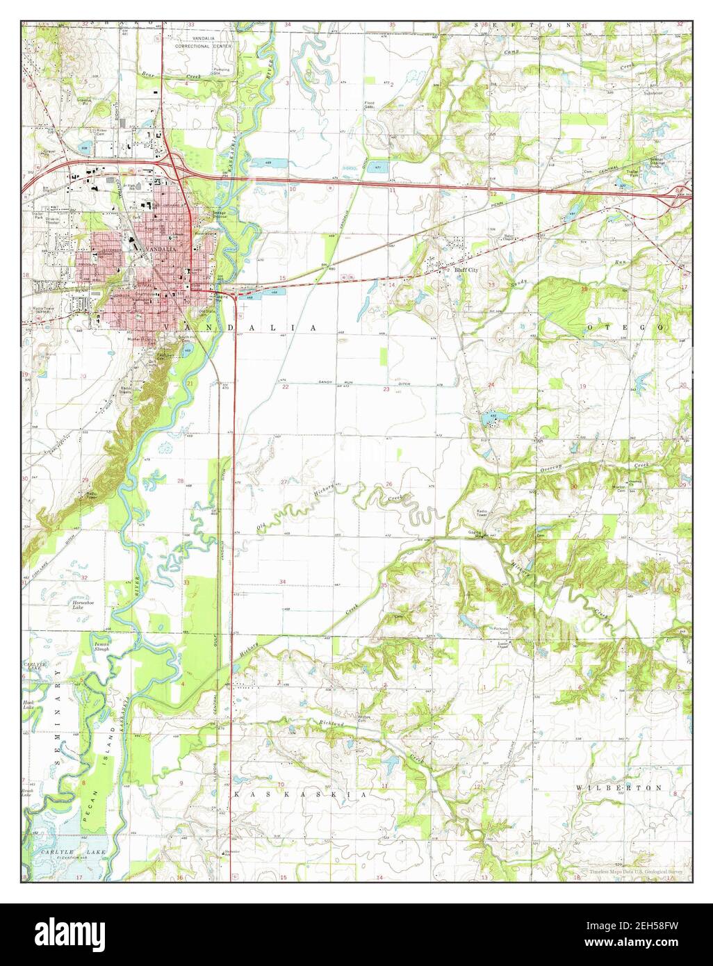 Vandalia, Illinois, map 1974, 124000, United States of America by