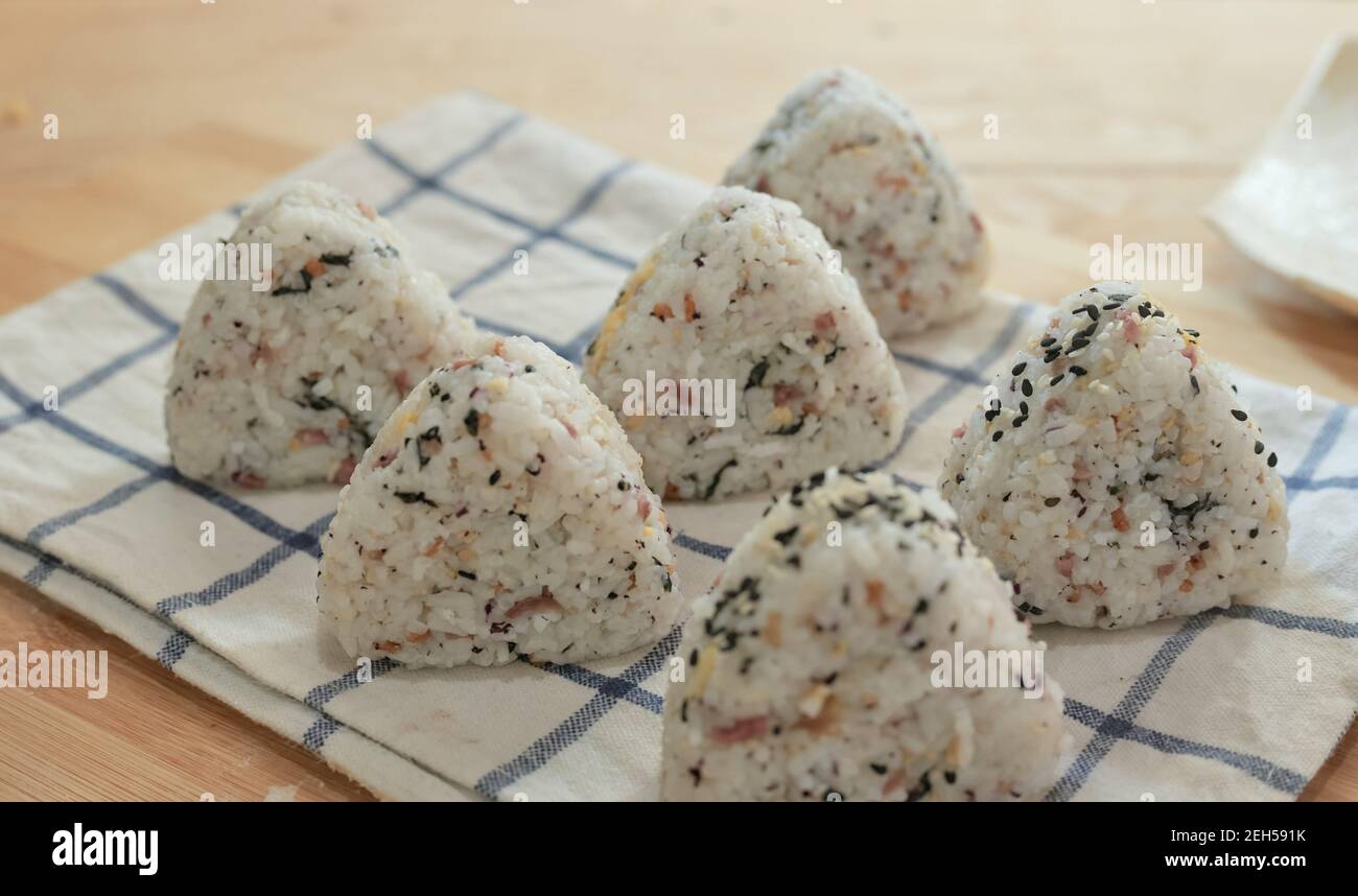 Cooked Japanese rice balls Stock Photo - Alamy