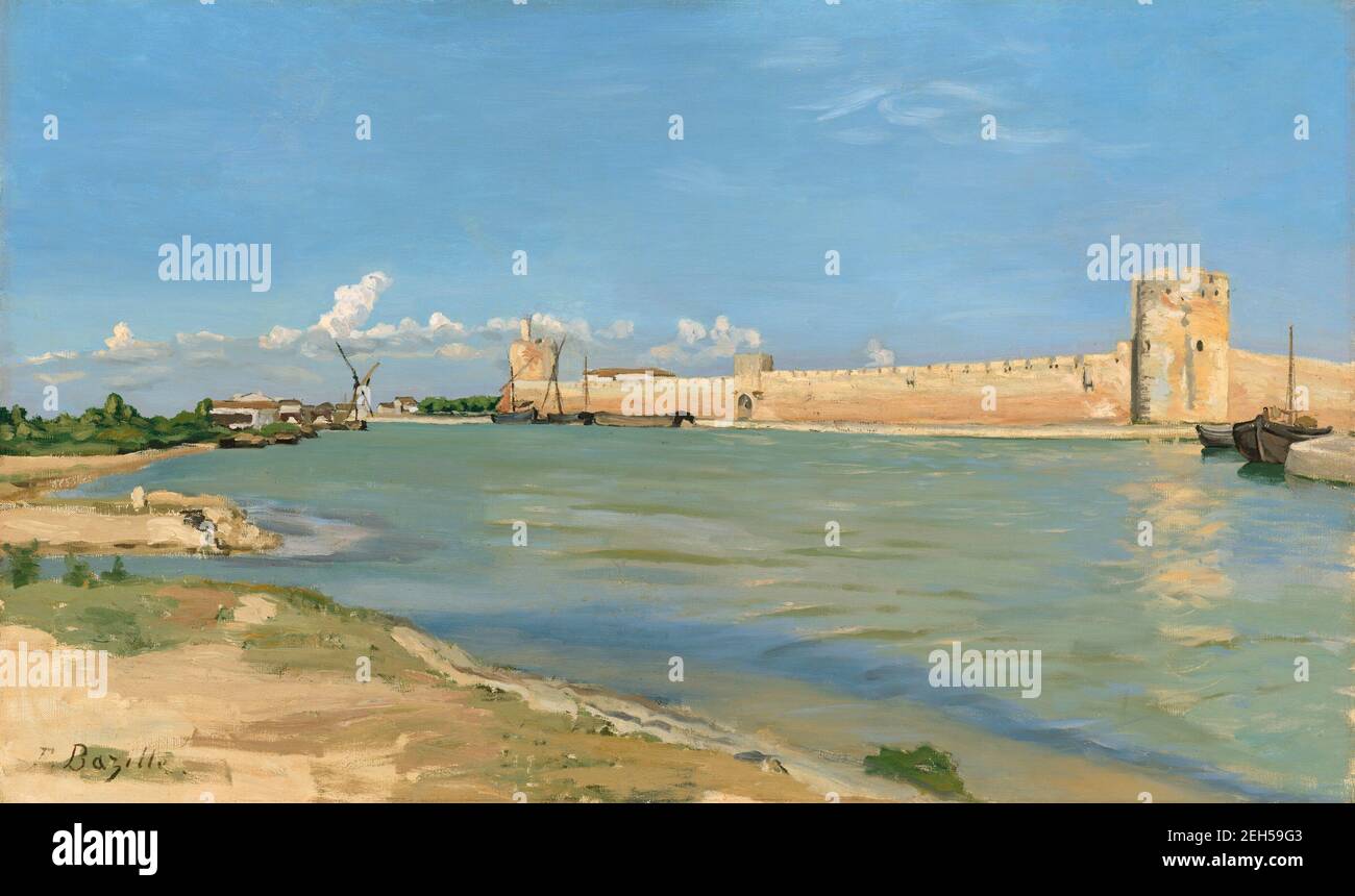 The Western Ramparts at Aigues-Mortes, 1867. Stock Photo