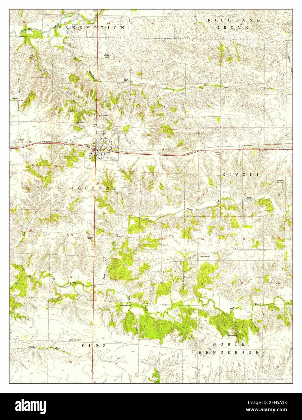 Viola, Illinois, map 1953, 124000, United States of America by Timeless Maps, data U.S
