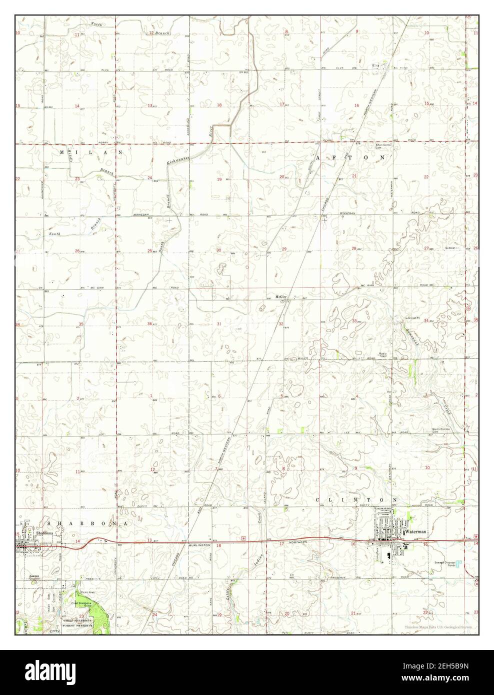 Waterman, Illinois, map 1971, 124000, United States of America by