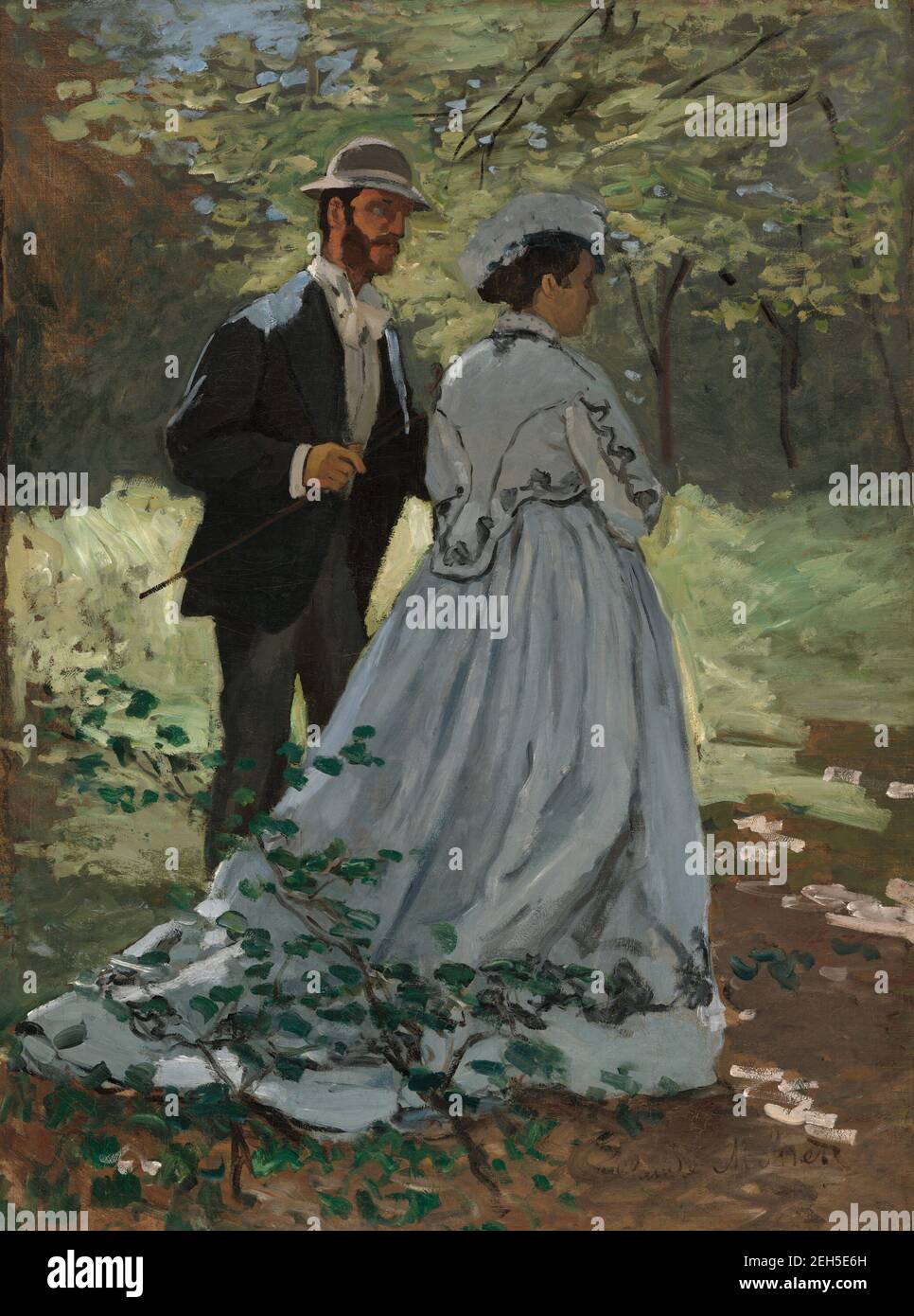 Bazille and Camille (Study for &quot;D&#xe9;jeuner sur l'Herbe&quot;), 1865. Stock Photo