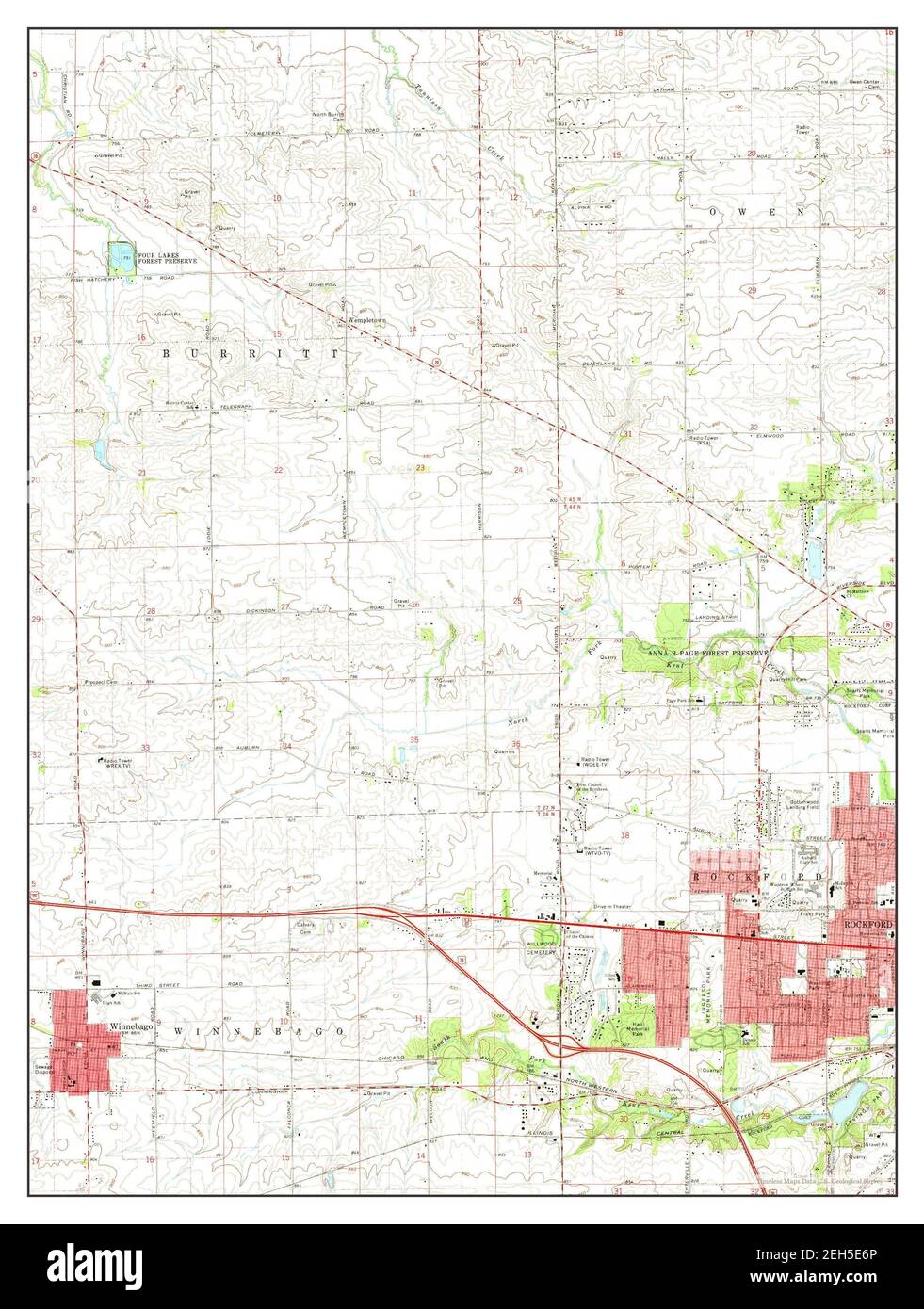 Winnebago, Illinois, map 1971, 124000, United States of America by
