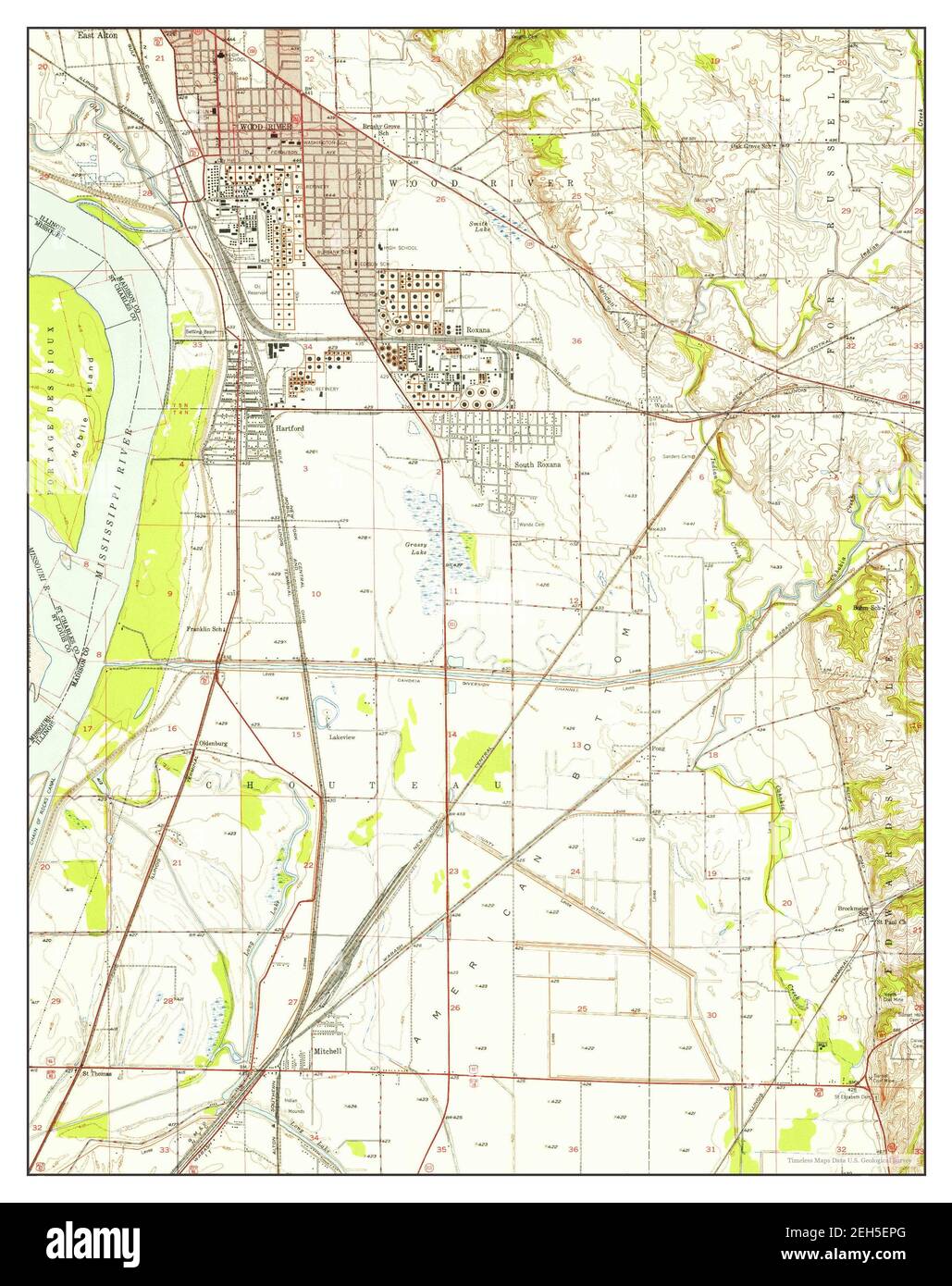 Wood River, Illinois, map 1948, 124000, United States of America by