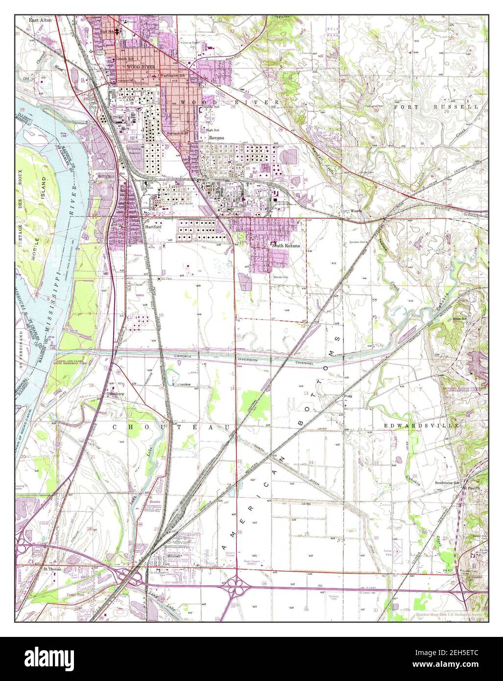 Wood River, Illinois, map 1955, 124000, United States of America by
