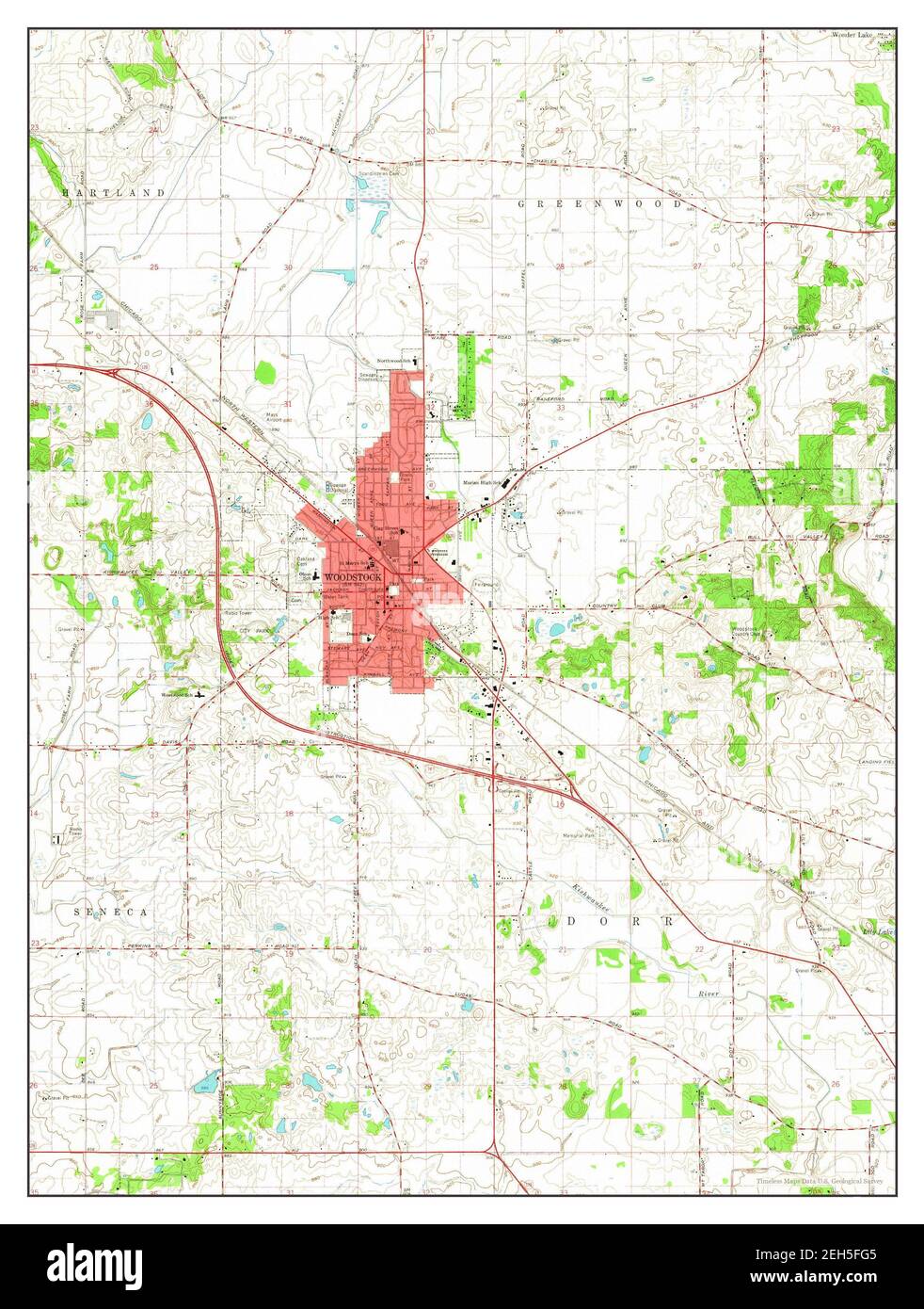 Woodstock, Illinois, map 1963, 1:24000, United States of America by  Timeless Maps, data U.S. Geological Survey Stock Photo - Alamy