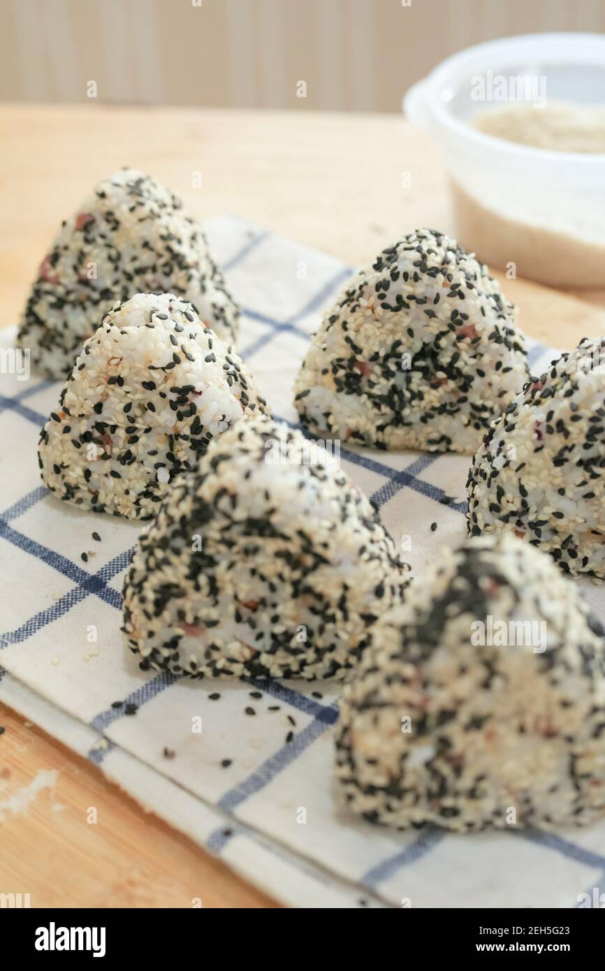 Cooked Japanese rice balls Stock Photo - Alamy