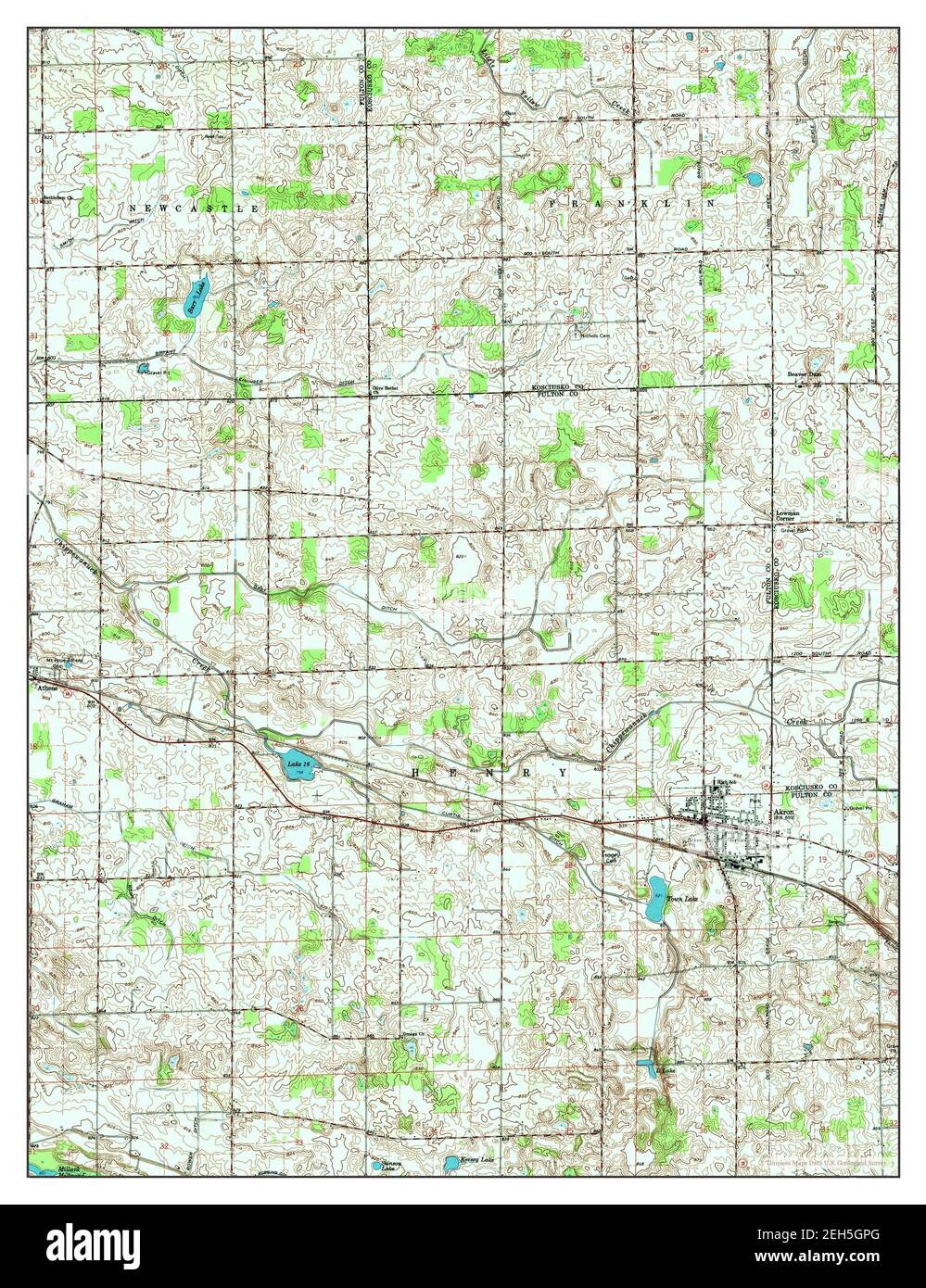 Akron, Indiana, map 1962, 124000, United States of America by Timeless