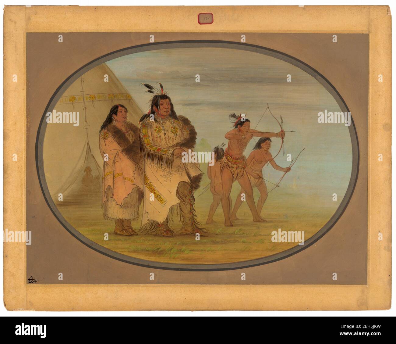 Ojibbeway Indians, 1861/1869. Sha-c&#xf3;-pay (chief) with his sons. Stock Photo