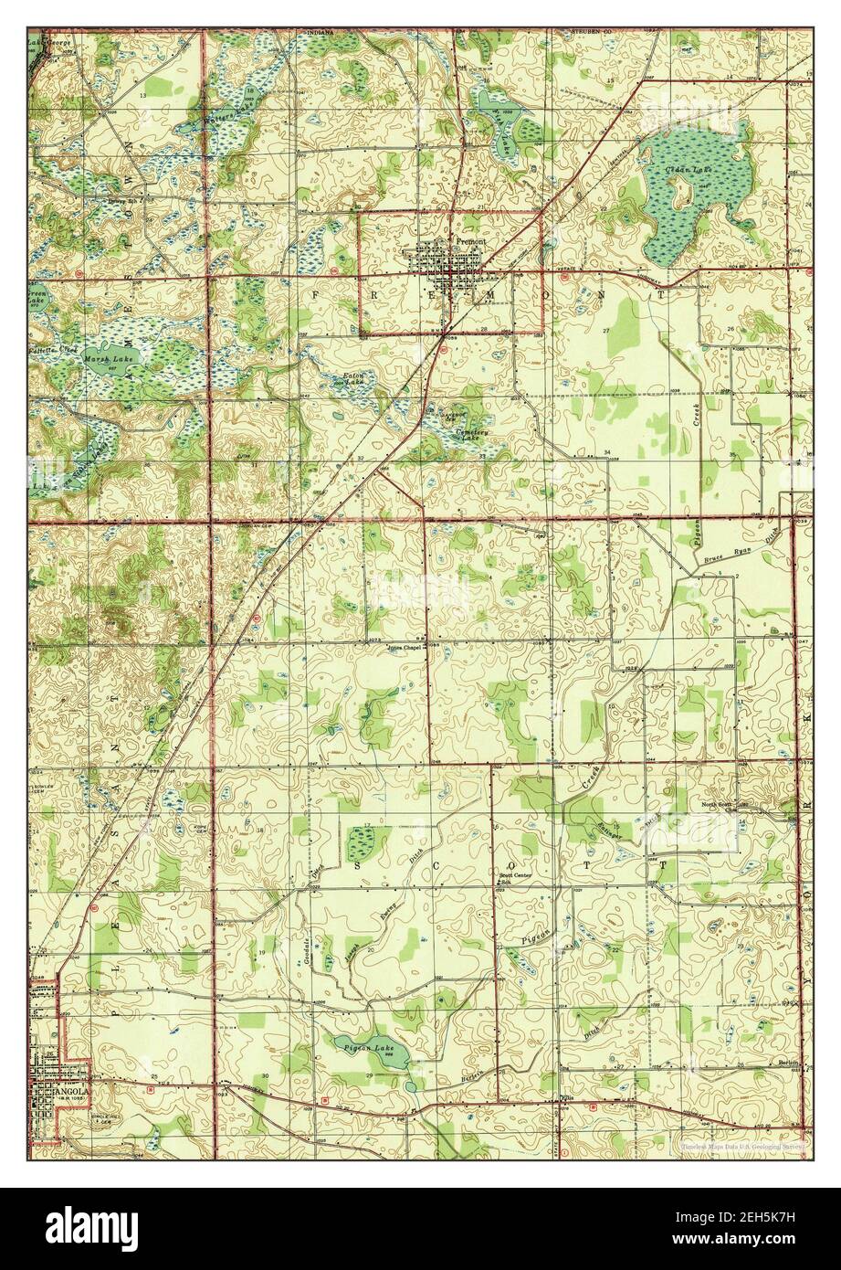 Angola East, Indiana, map 1939, 124000, United States of America by