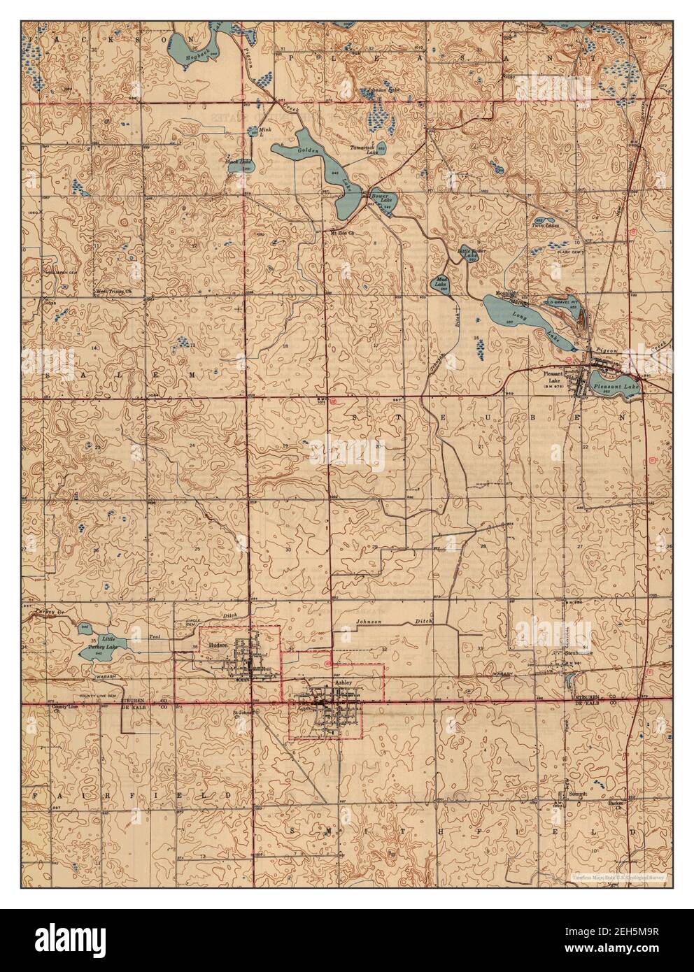 Ashley, Indiana, map 1942, 124000, United States of America by