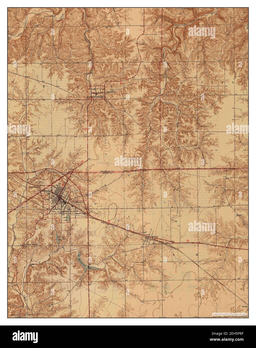 Batesville, Indiana, map 1946, 124000, United States of America by