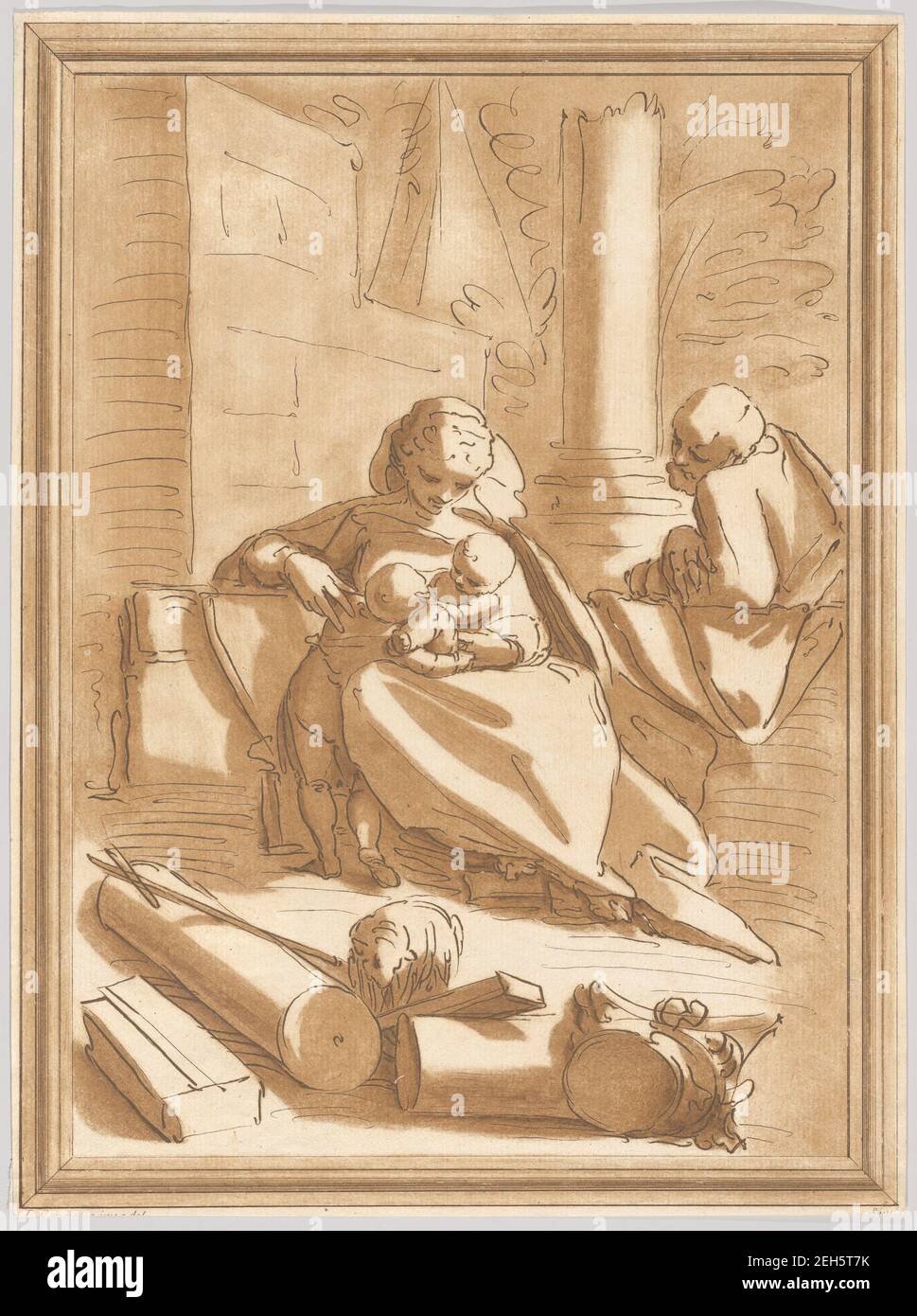 The Holy Family with the infant Saint John the Baptist, 1760-70. Stock Photo