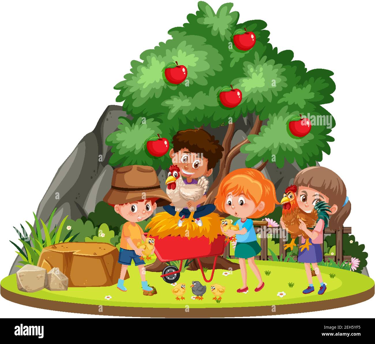 Isolated farm with children illustration Stock Vector Image & Art - Alamy