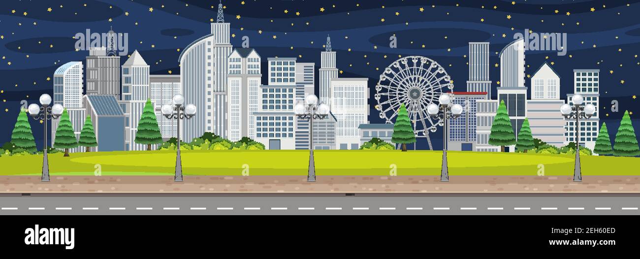 City landscape at night scene illustration Stock Vector Image & Art - Alamy