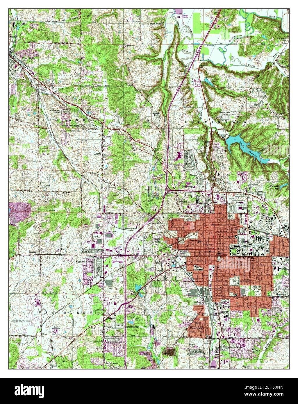 Bloomington, Indiana, map 1966, 124000, United States of America by