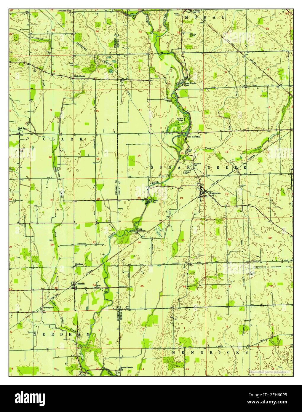 Boggstown, Indiana, map 1953, 124000, United States of America by