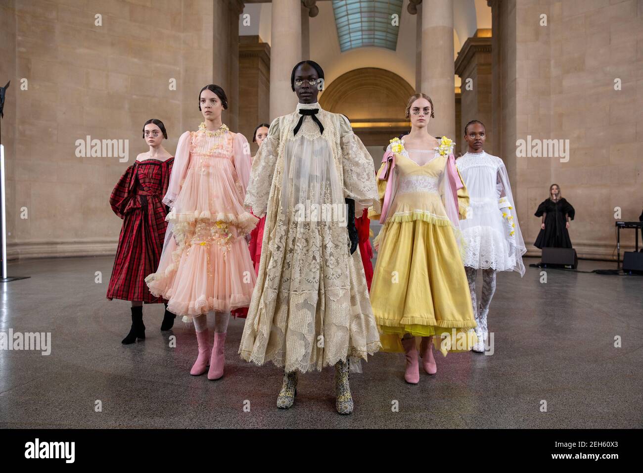 BORA AKSU AW21 Collection presentation for London Fashion Week Show, Tate Britain, London, UK February 19th 2021 Stock Photo