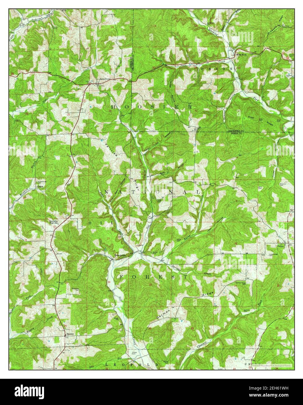 Branchville, Indiana, map 1958, 124000, United States of America by