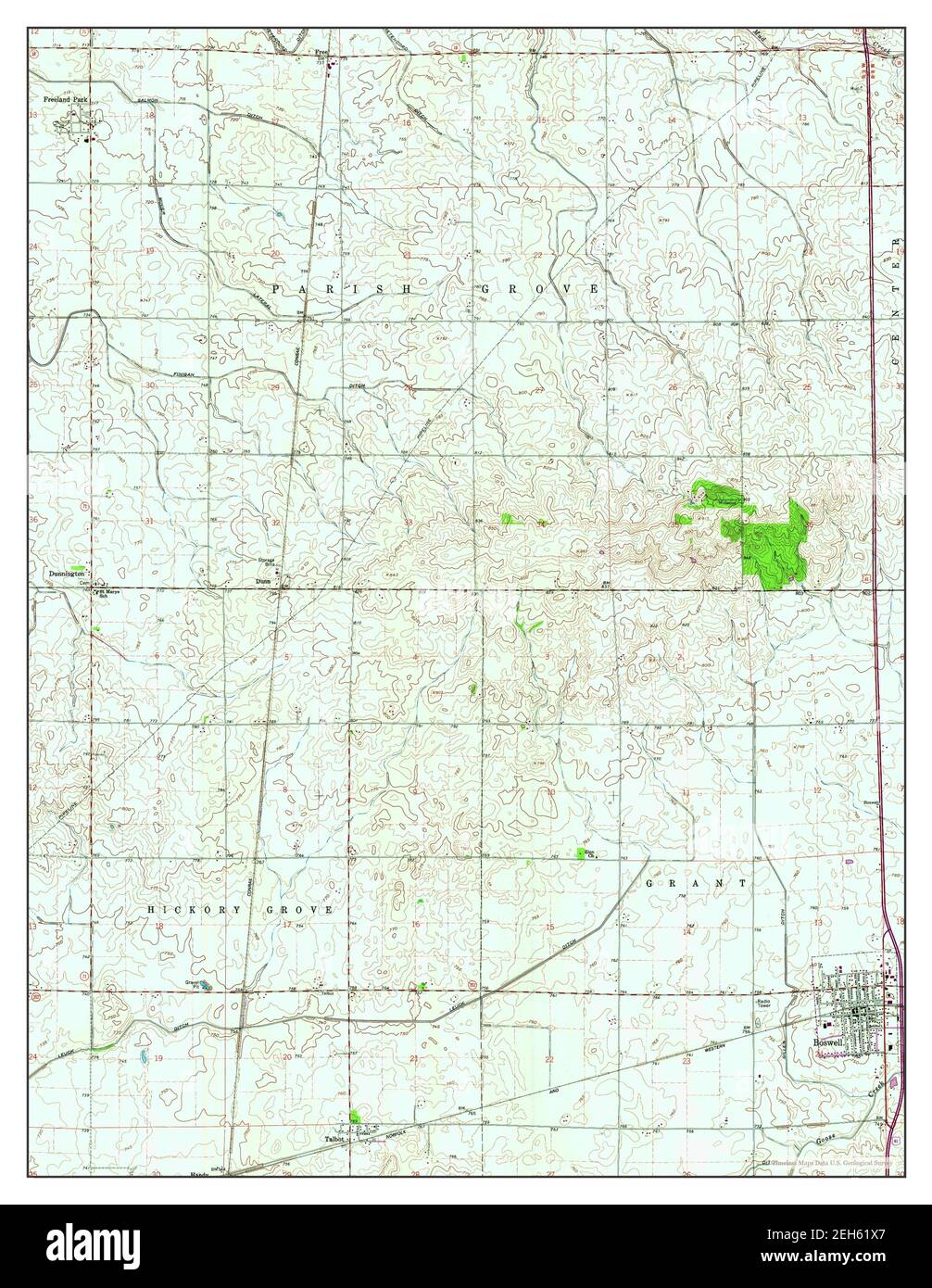 Boswell, Indiana, map 1962, 124000, United States of America by