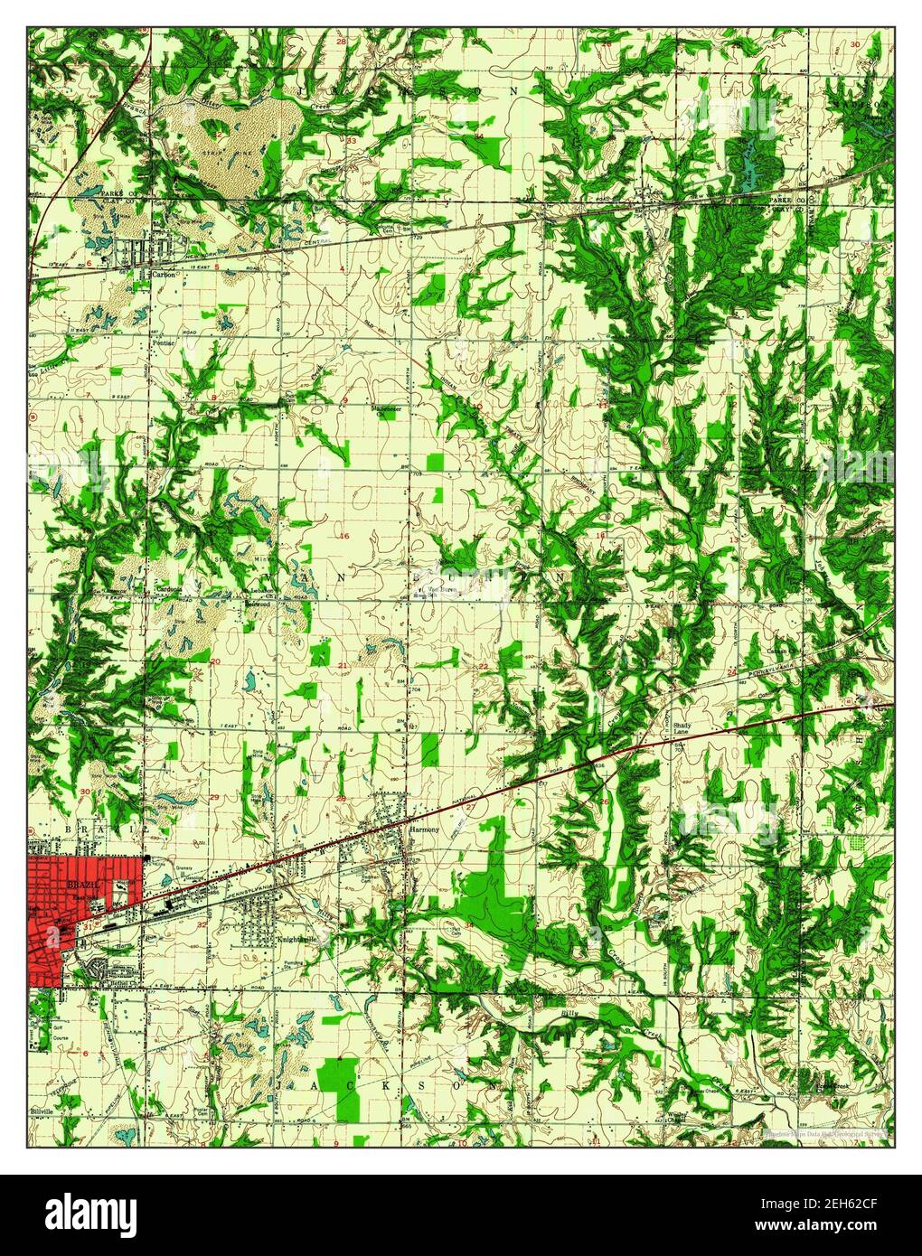 Brazil East, Indiana, map 1960, 124000, United States of America by
