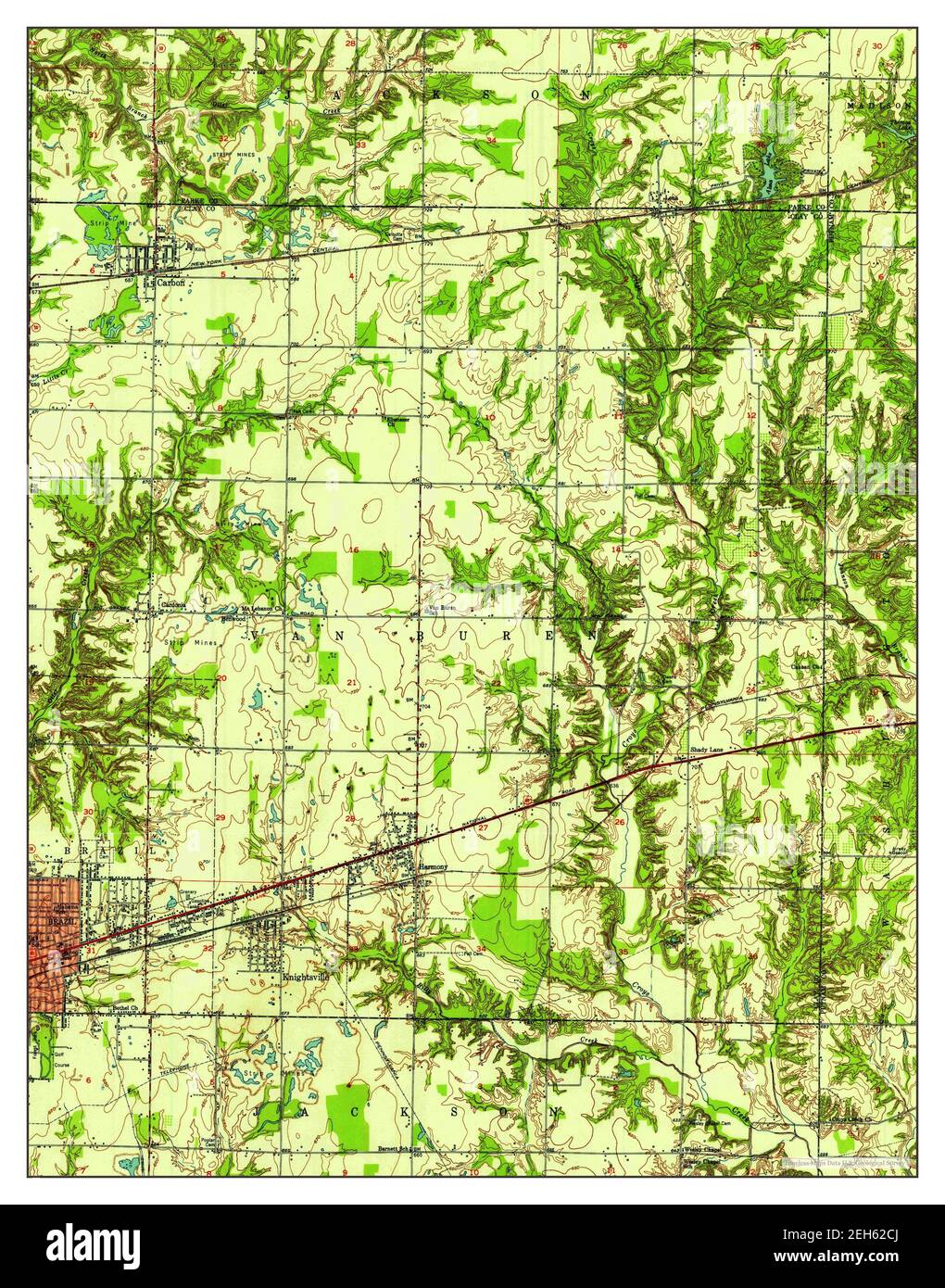 Brazil East, Indiana, map 1950, 124000, United States of America by