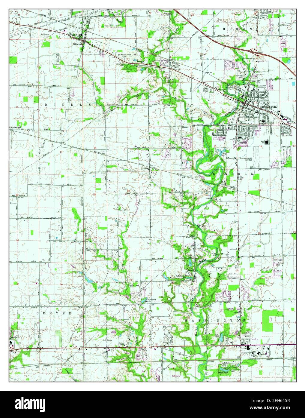 Brownsburg, Indiana, map 1970, 124000, United States of America by Timeless Maps, data U.S