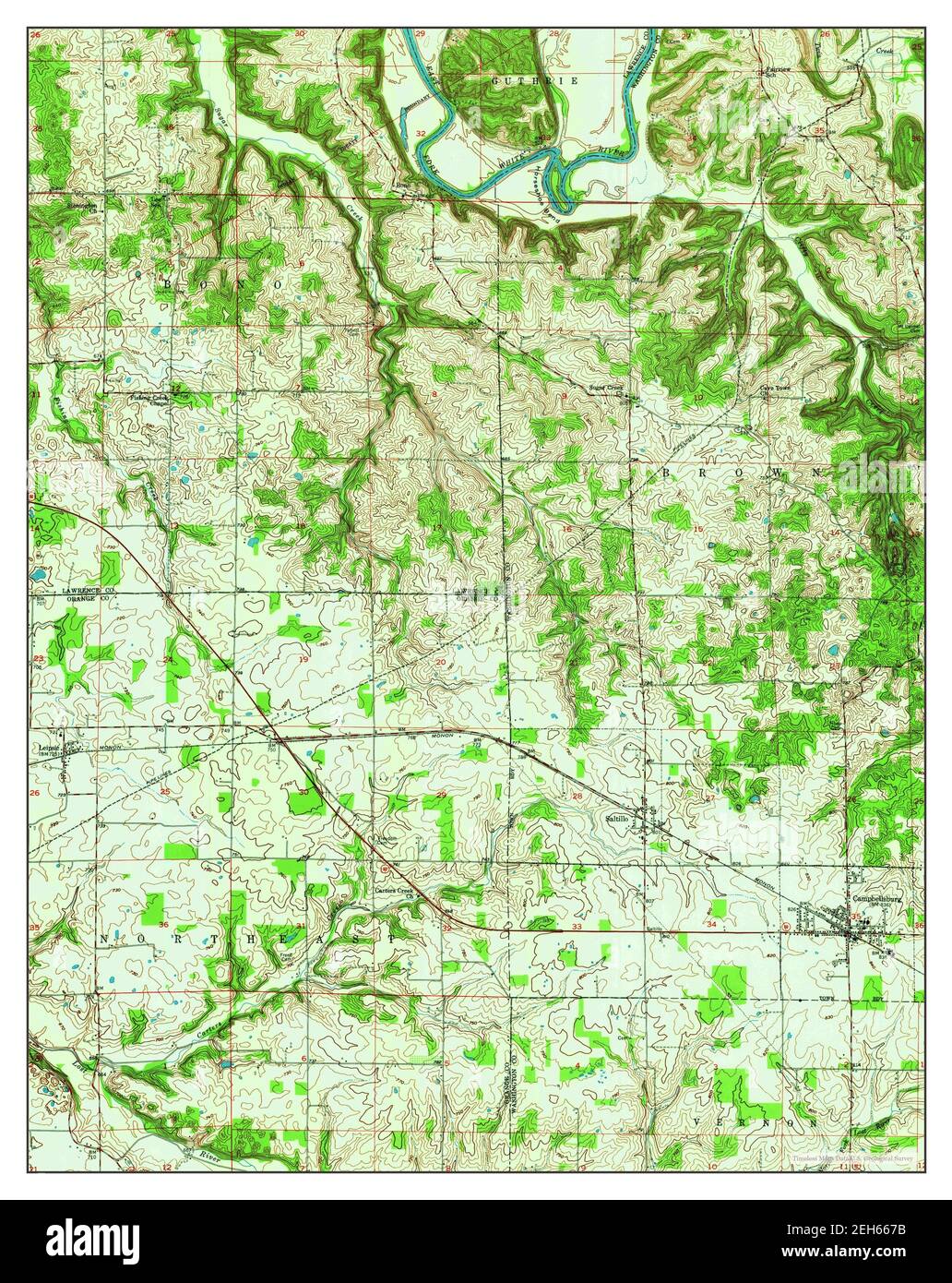 Campbellsburg, Indiana, map 1957, 124000, United States of America by