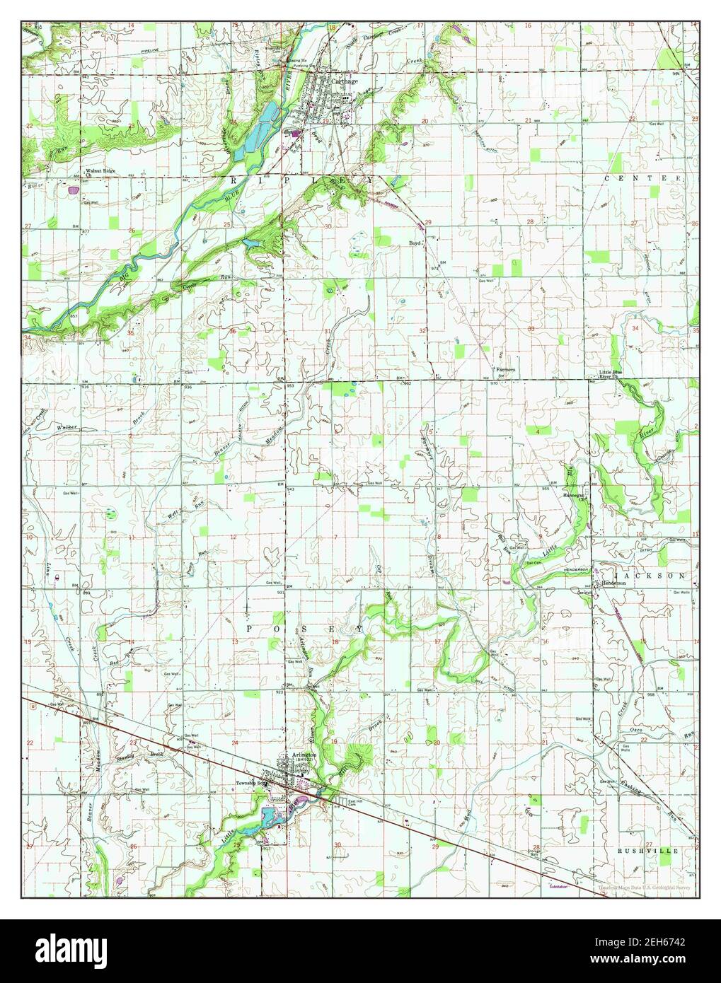 Carthage, Indiana, map 1960, 124000, United States of America by