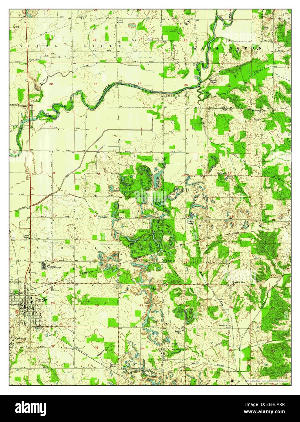 Clay City, Indiana, map 1957, 124000, United States of America by