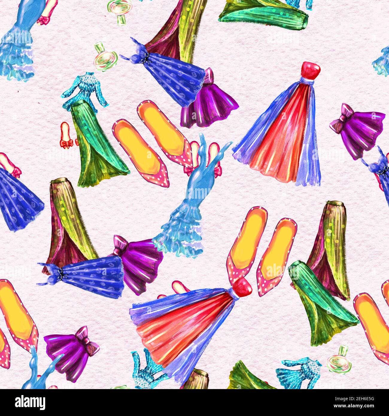 Fashion seamless pattern. Watercolor hand drawn background Stock Photo ...