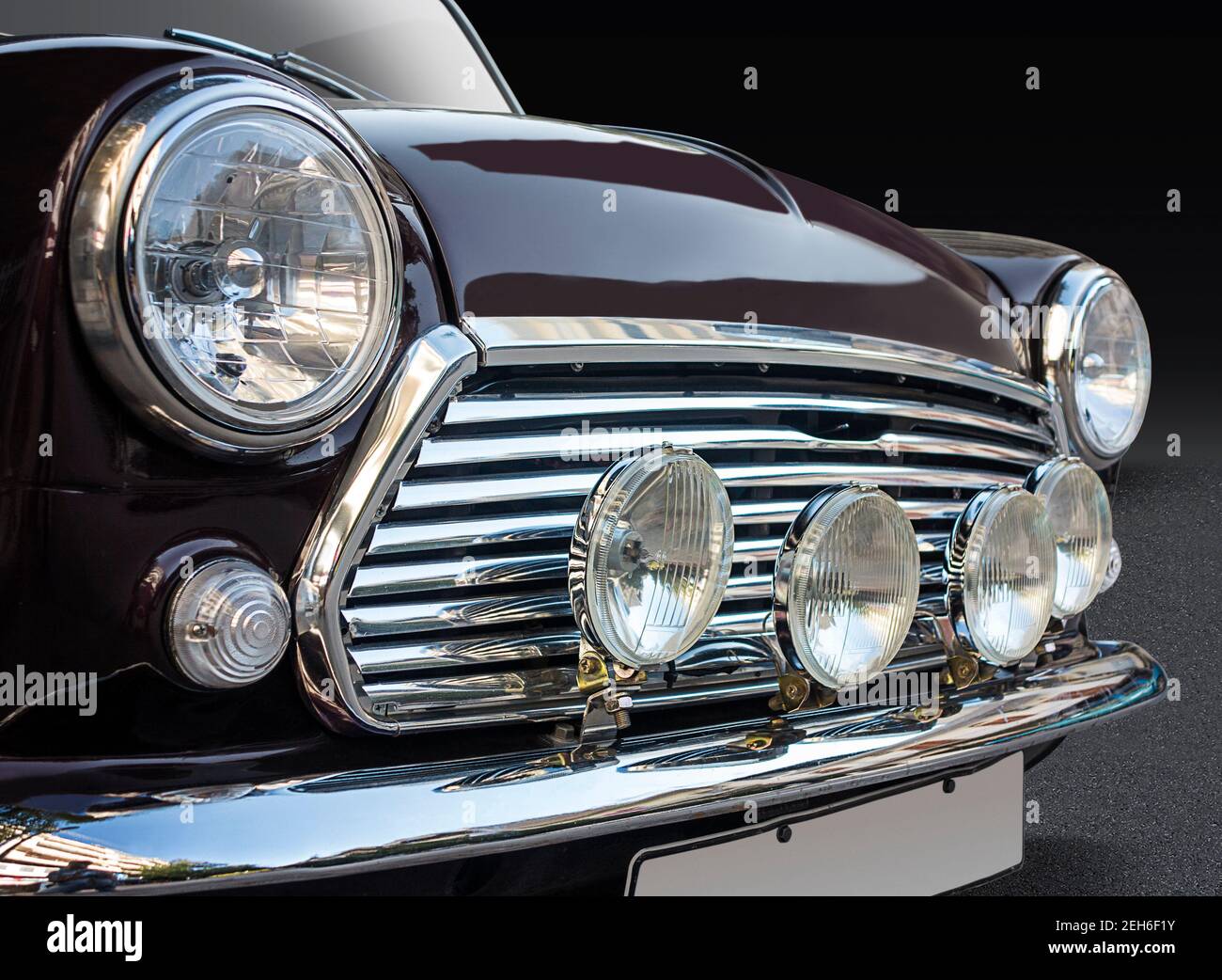 Classic British Mini Cooper car front view Stock Photo