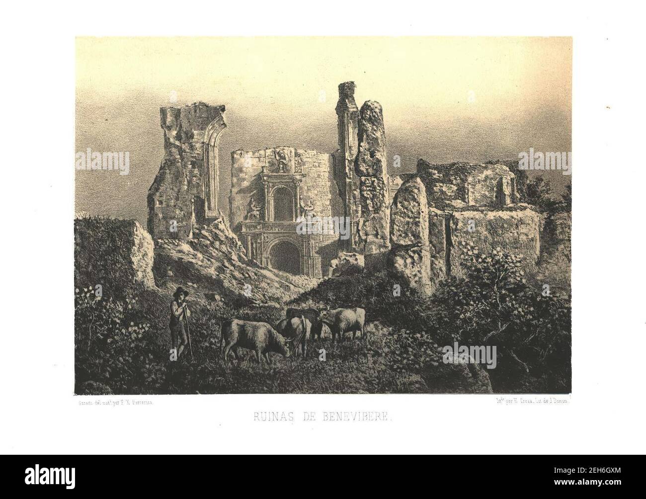 Ruinas de Benevibere (1861) - Parcerisa, F. J., 1803-1875. Stock Photo