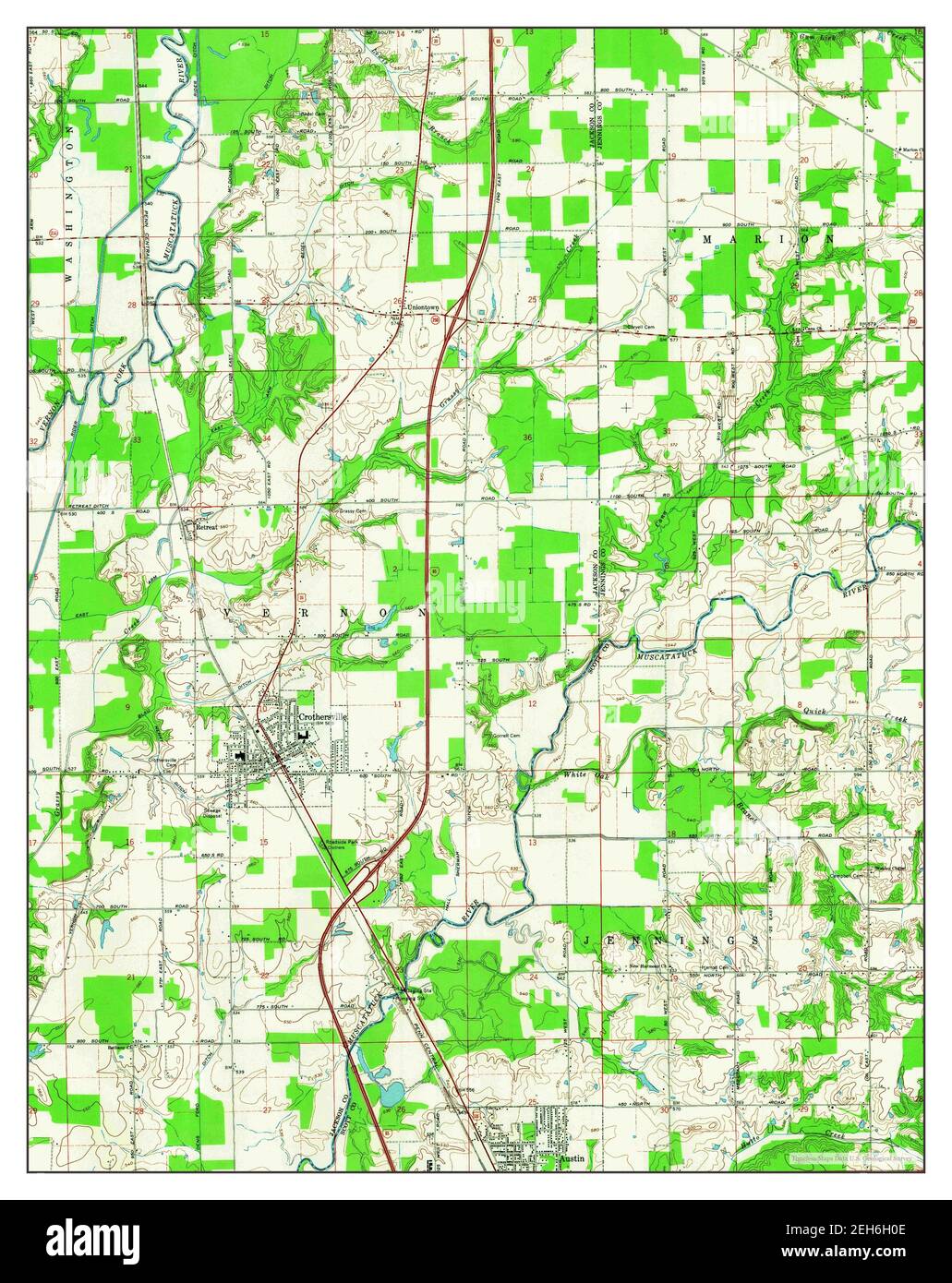 Crothersville, Indiana, map 1968, 124000, United States of America by Timeless Maps, data U.S