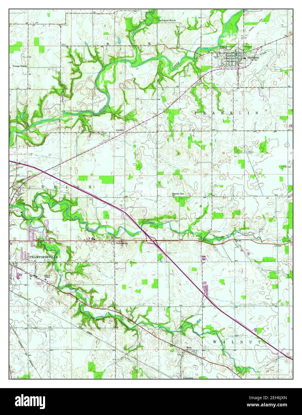 Darlington, Indiana, map 1958, 124000, United States of America by