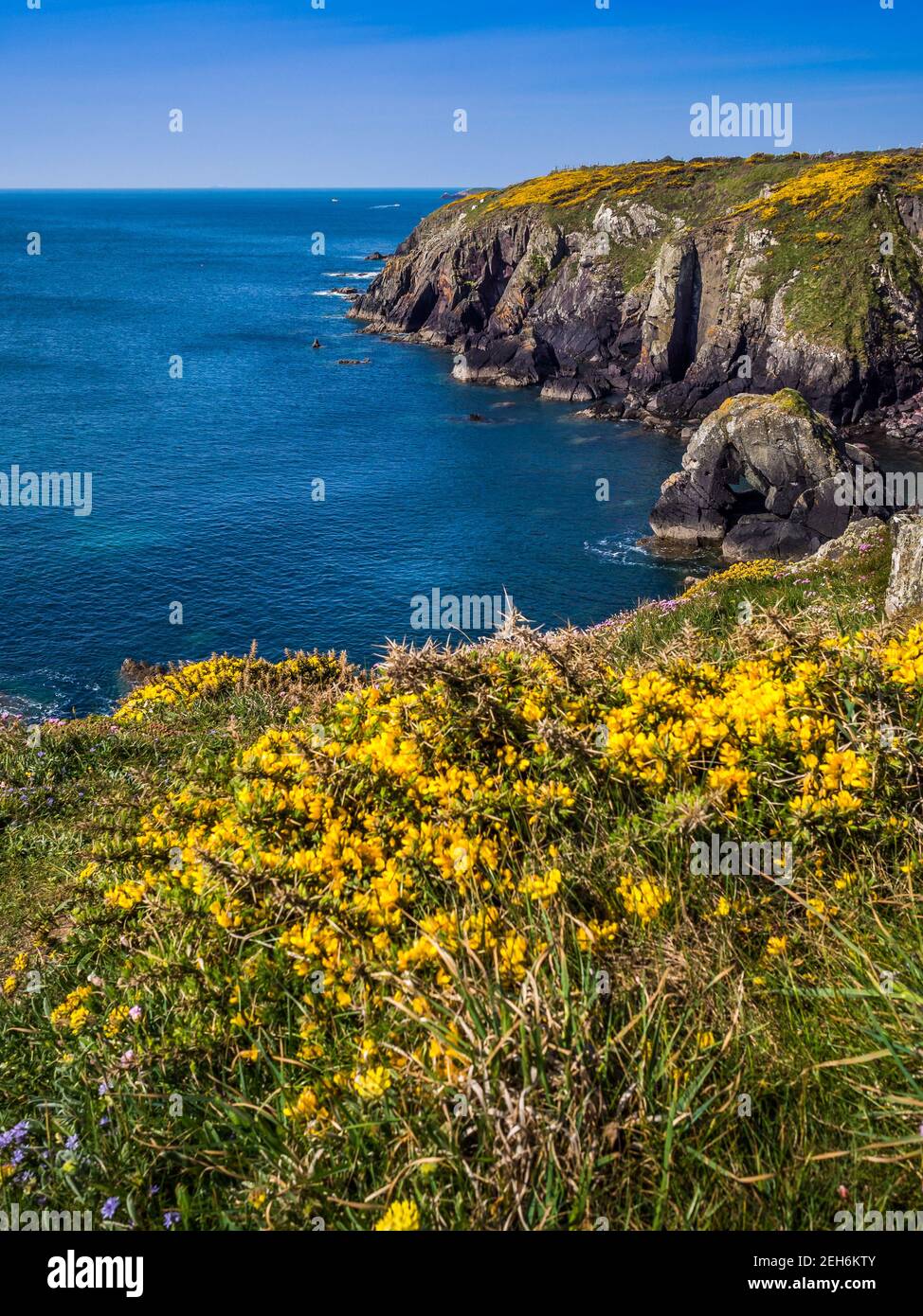 St Non's Bay in Pembrokeshire reputed to be the birthplace of St David the patron saint of Wales. Stock Photo