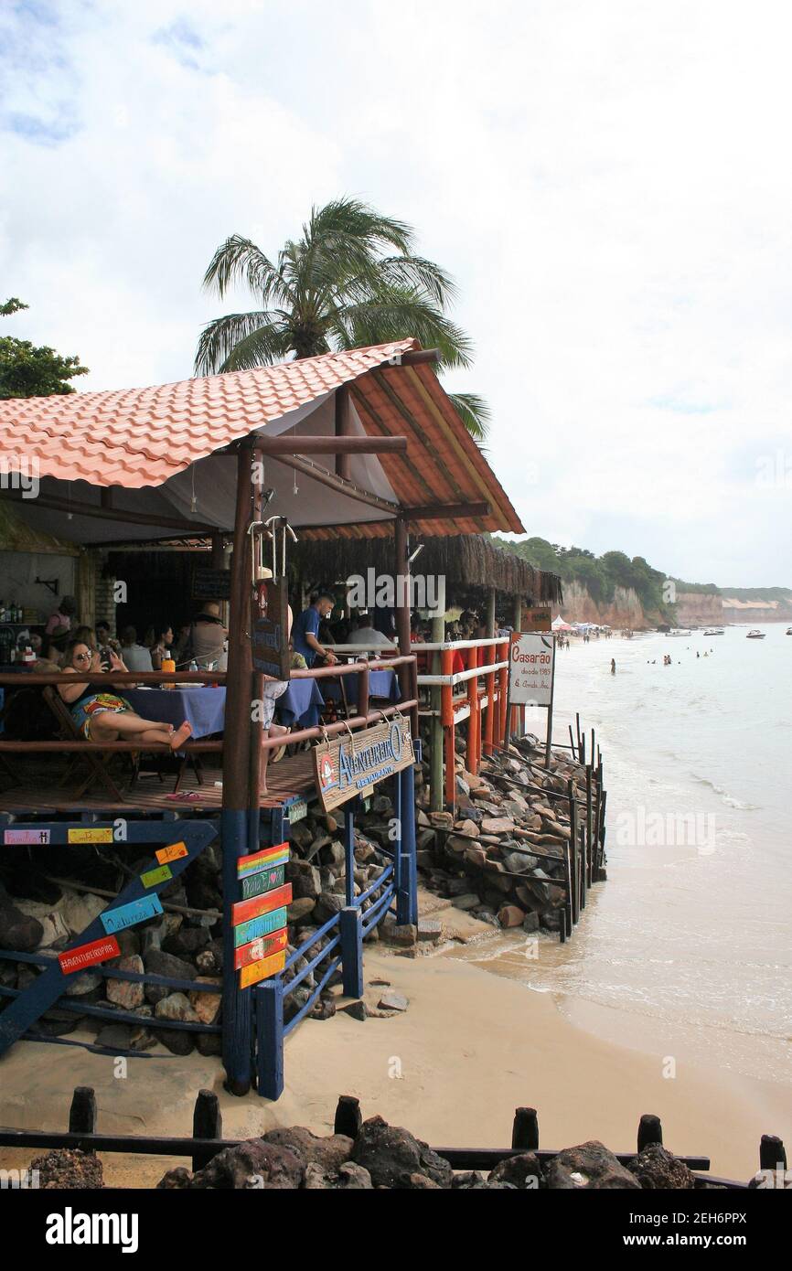 Praia da Pipa beach restaurants, Brazil Stock Photo