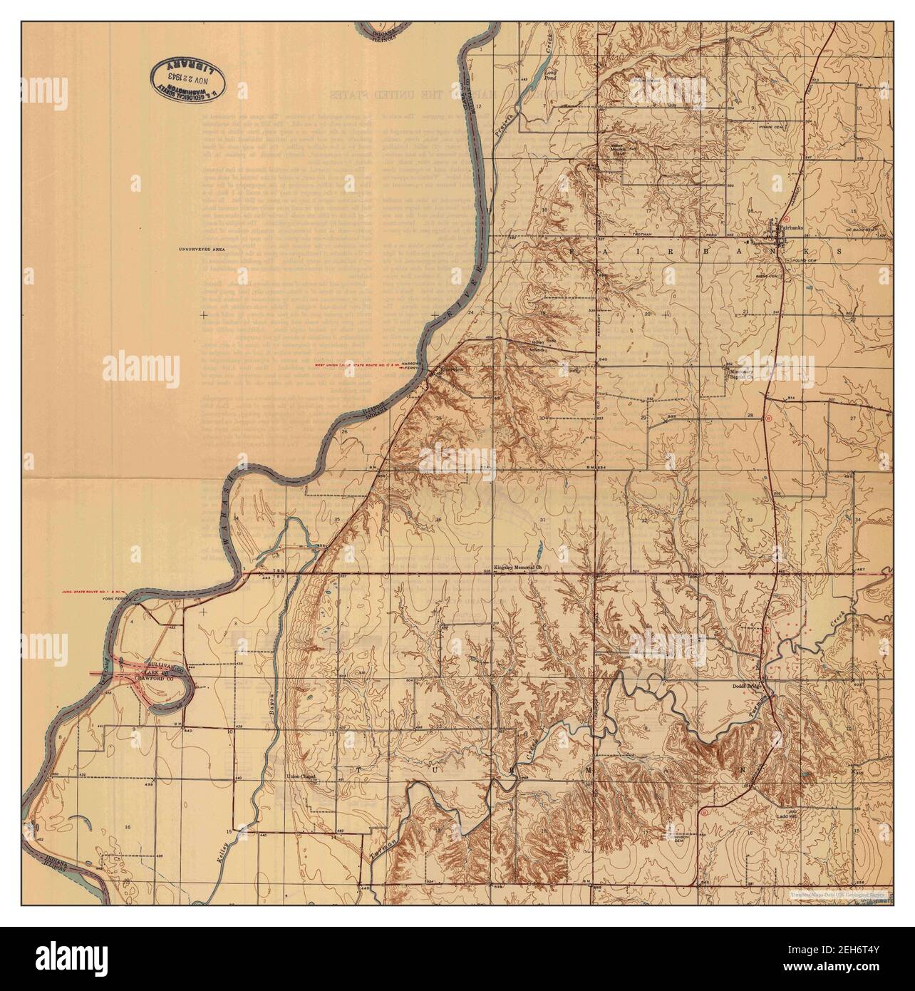 Fairbanks, Indiana, map 1942, 1:24000, United States of America by Timeless Maps, data U.S. Geological Survey Stock Photo