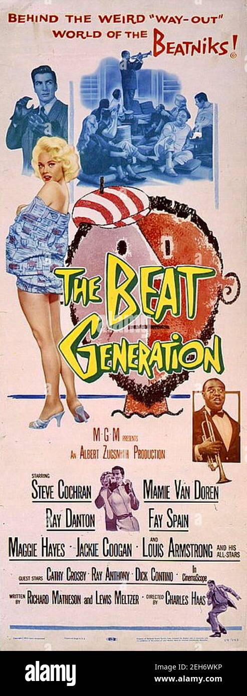 Reynold Brown designed poster advertising The Beat Generation film. Stock Photo