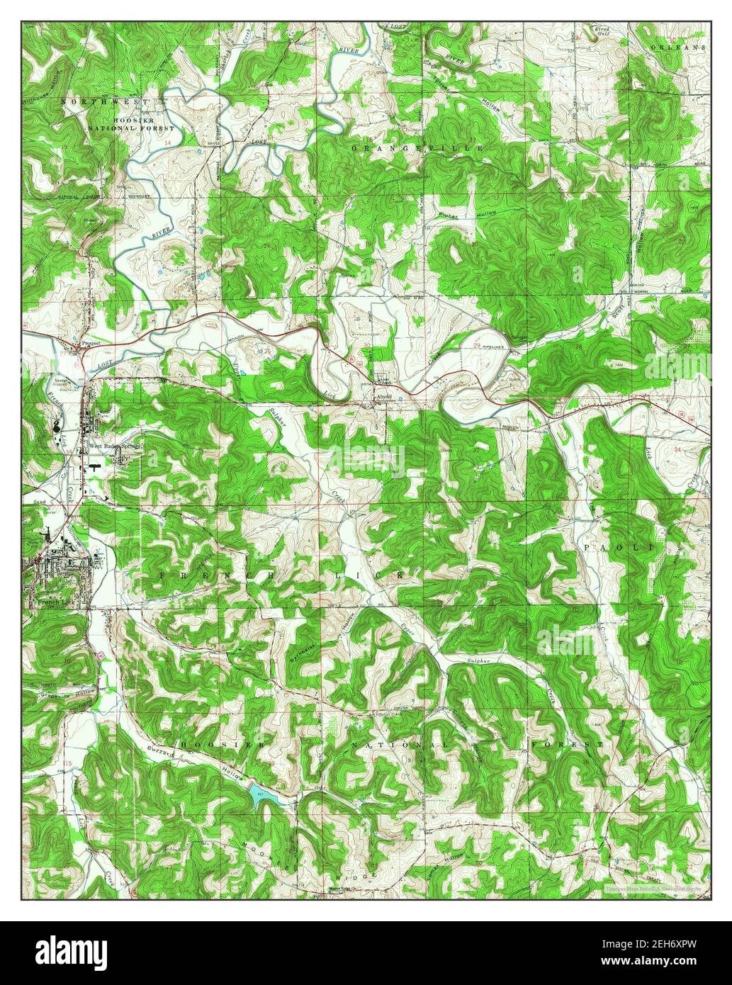 French Lick, Indiana, map 1965, 124000, United States of America by