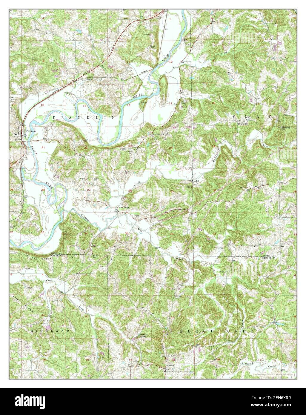 Freedom, Indiana, map 1956, 124000, United States of America by
