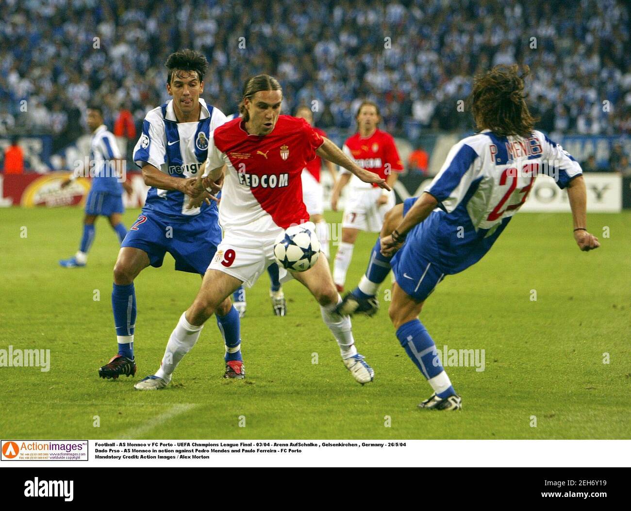 Football - AS Monaco v FC Porto - UEFA Champions League Final - 03/04 -  Arena AufSchalke , Gelsenkirchen , Germany - 26/5/04 Dado Prso - AS Monaco  in action against Pedro
