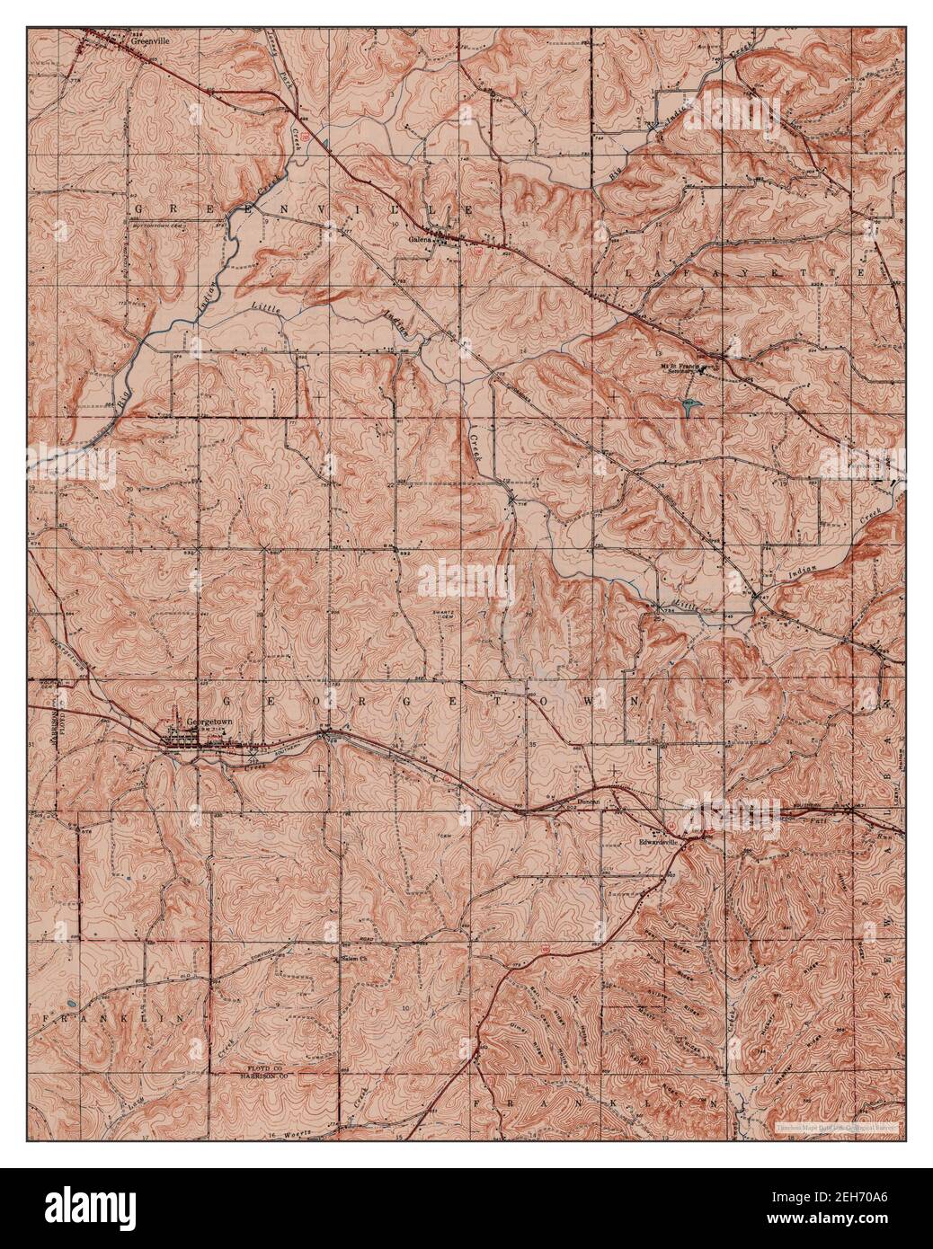 Indiana, map 1947, 124000, United States of America by