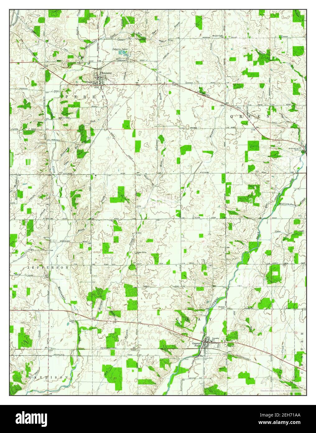 Greens Fork, Indiana, map 1960, 124000, United States of America by