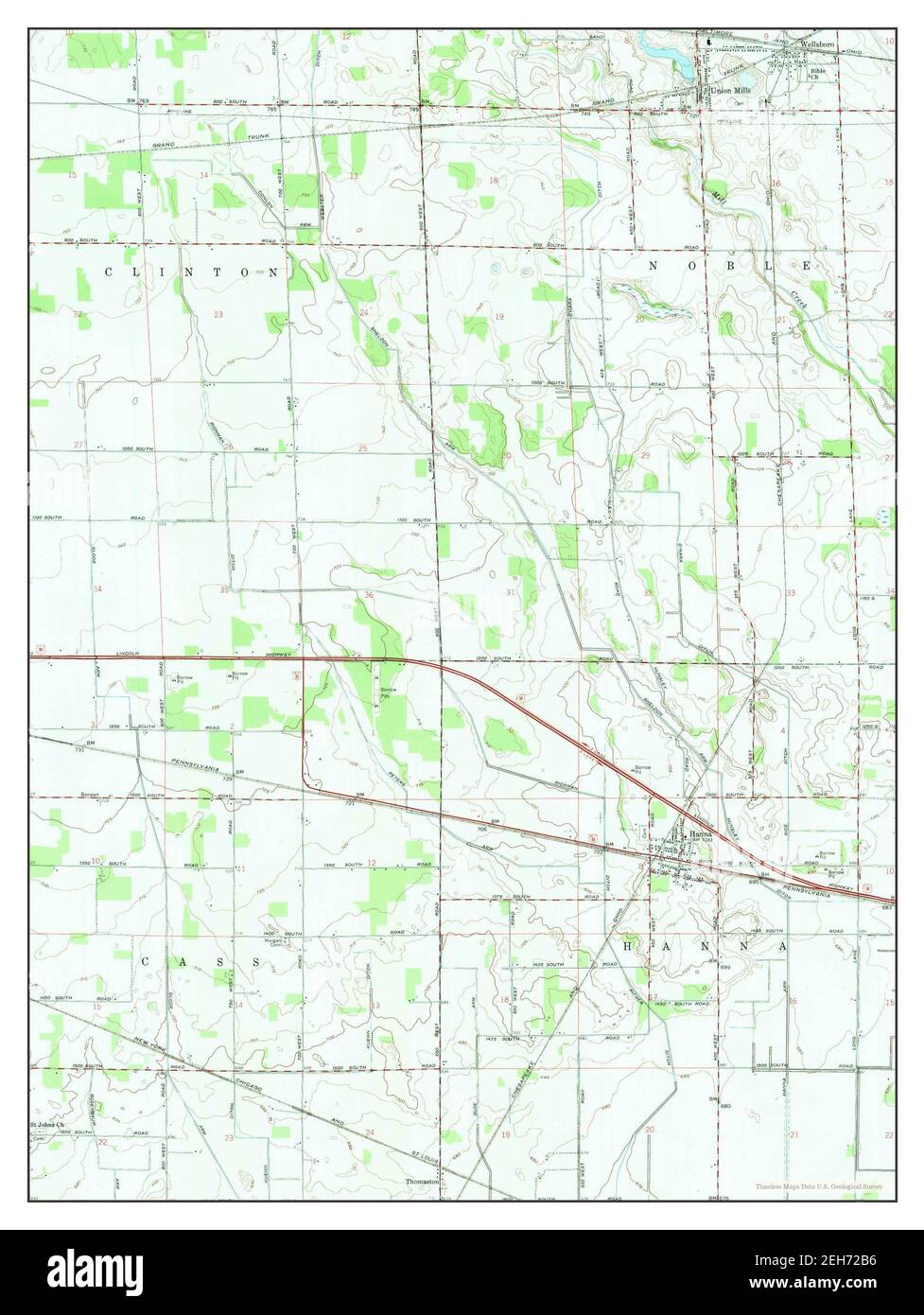 Hanna, Indiana, map 1958, 1:24000, United States of America by Timeless Maps, data U.S. Geological Survey Stock Photo